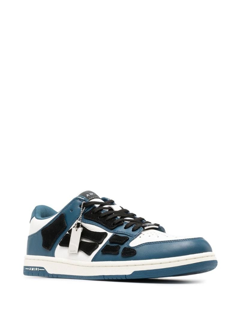 White and Blue Skel Top Low Leather Sneakers