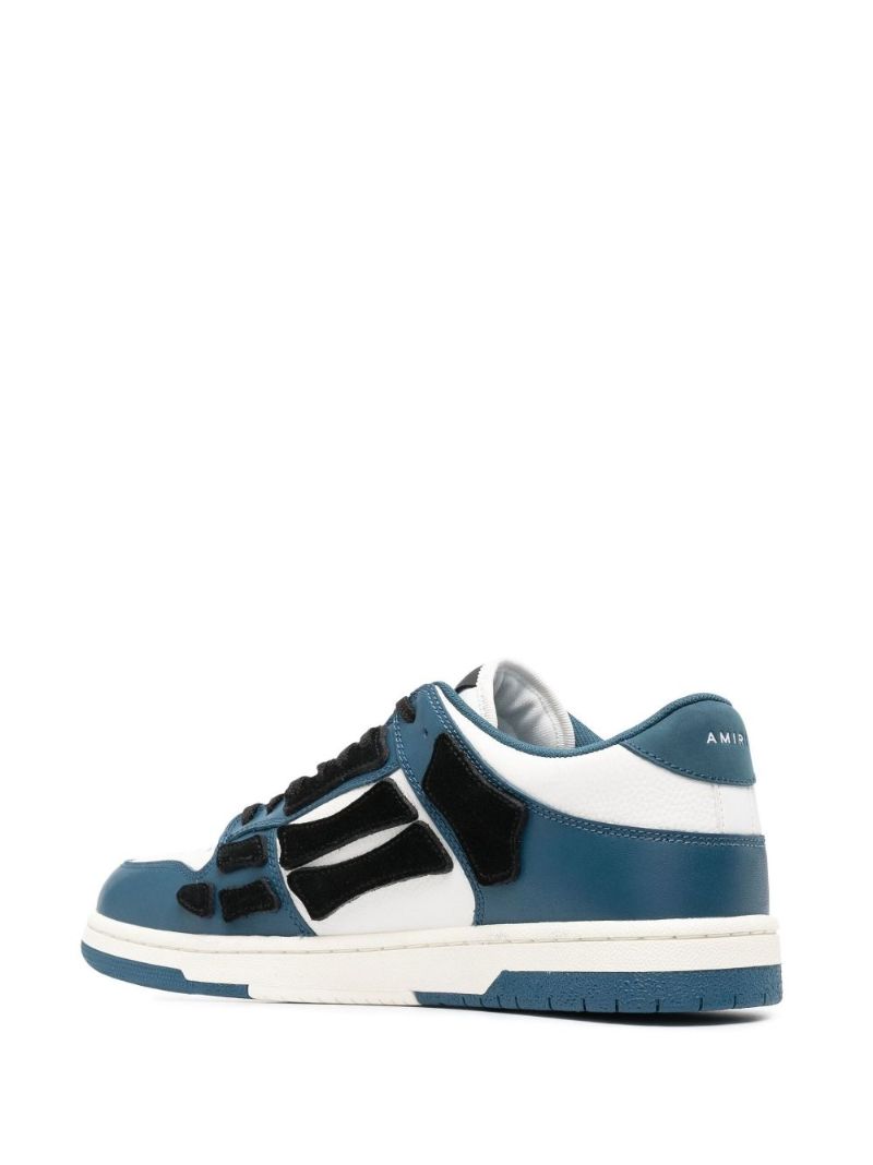 White and Blue Skel Top Low Leather Sneakers