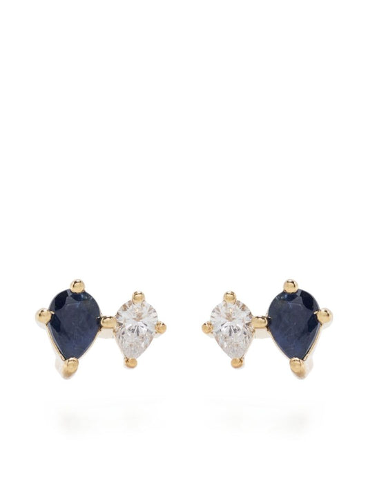 14k Yellow Gold Premier Amigos Sapphire and Diamond Earrings