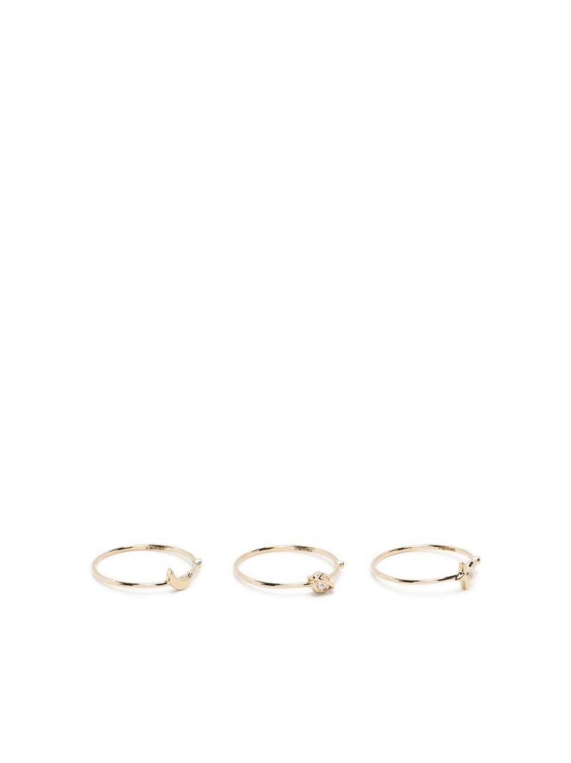 14k Yellow Gold Far Out Diamond Ring Set