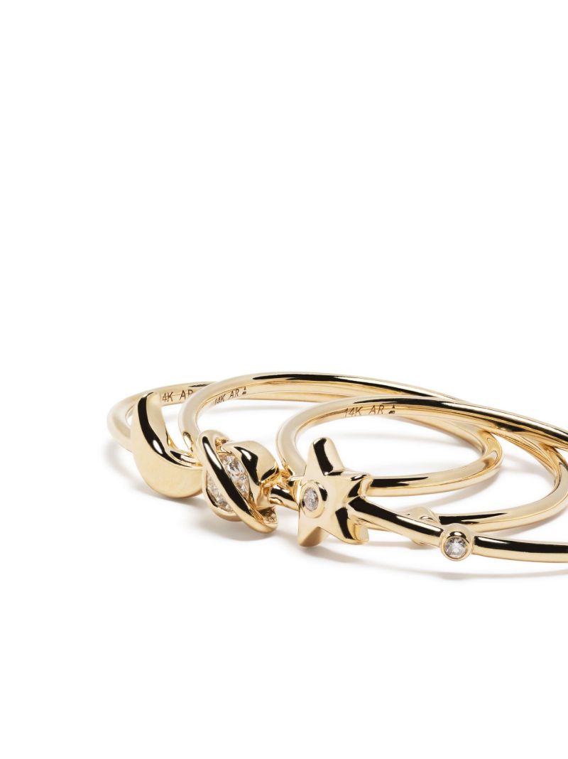 14k Yellow Gold Far Out Diamond Ring Set
