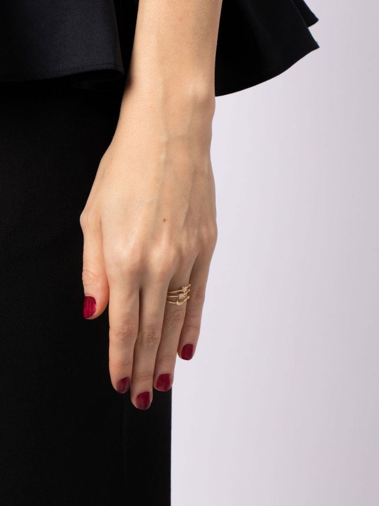 14k Yellow Gold Far Out Diamond Ring Set