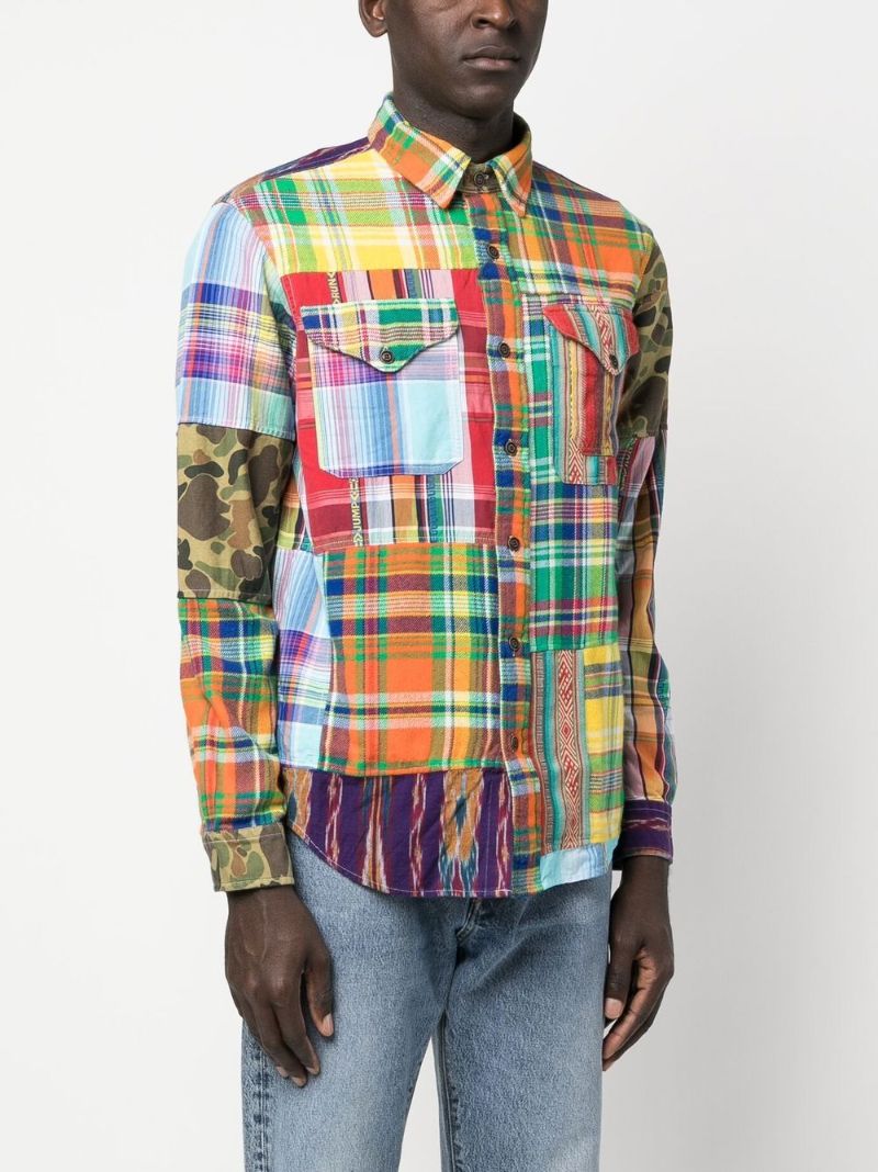 Red Patchwork-design Shirt