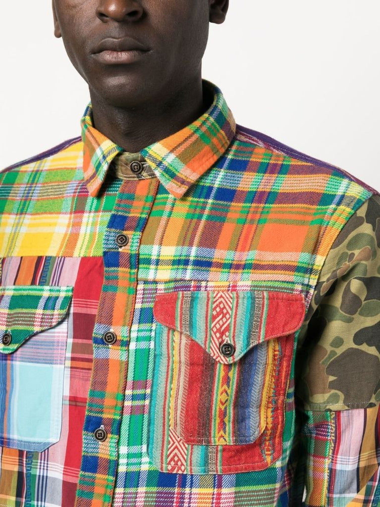 Red Patchwork-design Shirt