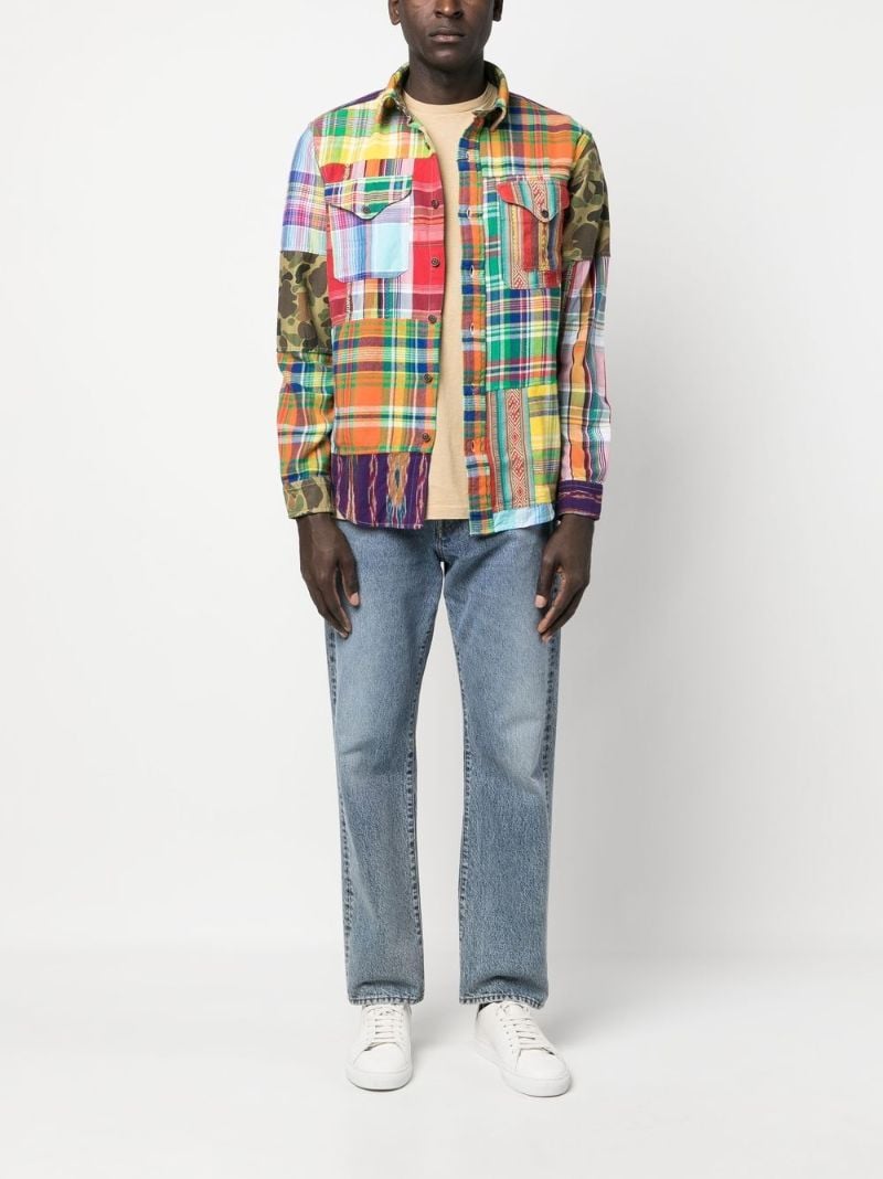 Red Patchwork-design Shirt