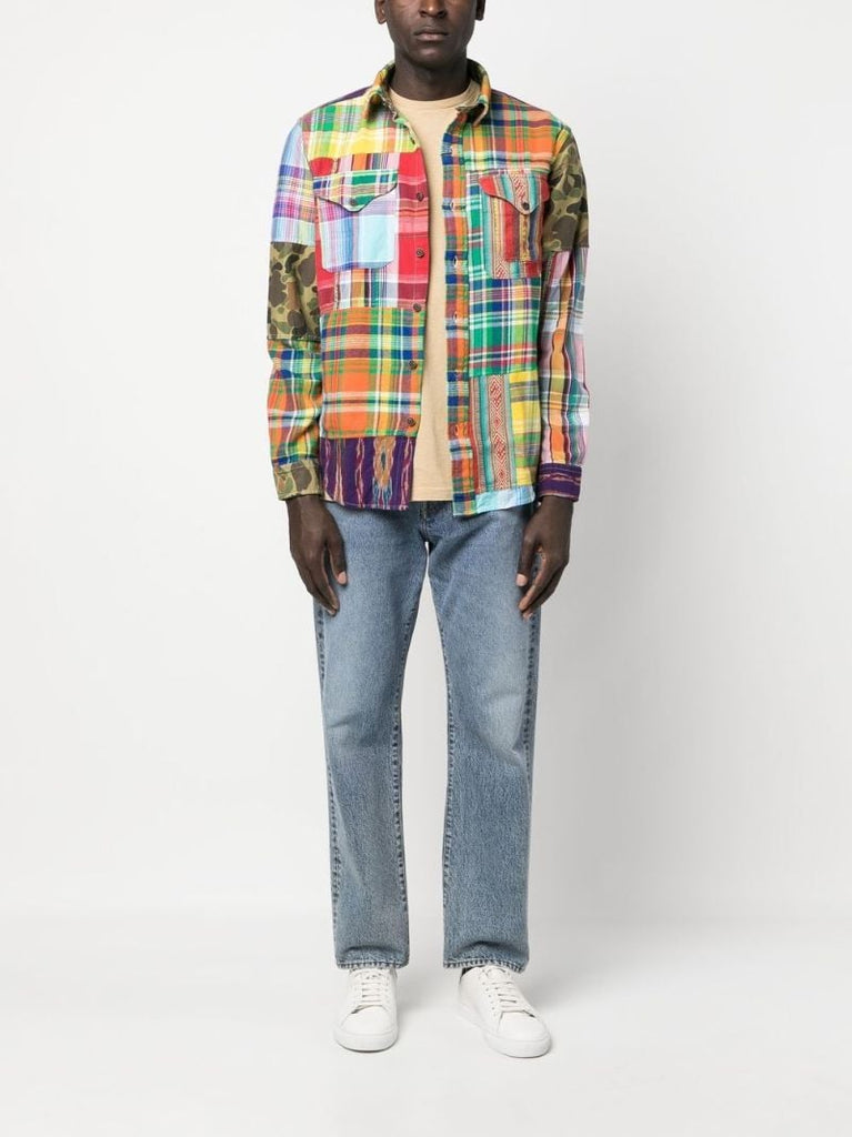 Red Patchwork-design Shirt