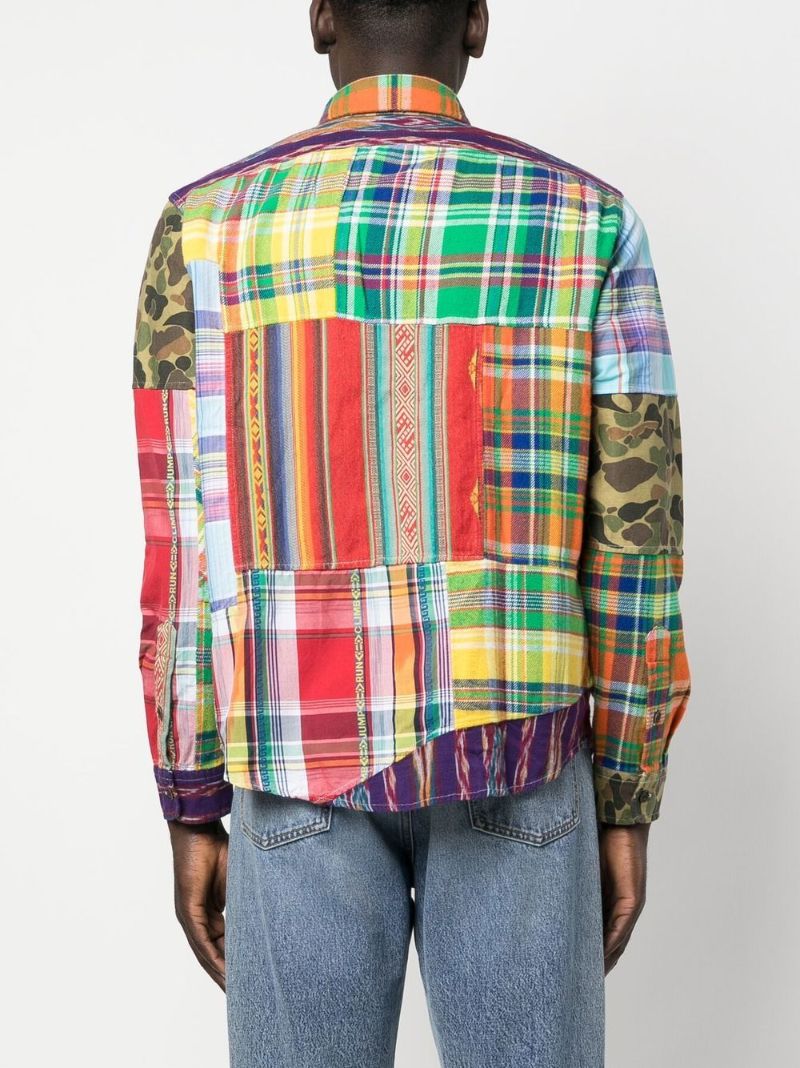 Red Patchwork-design Shirt