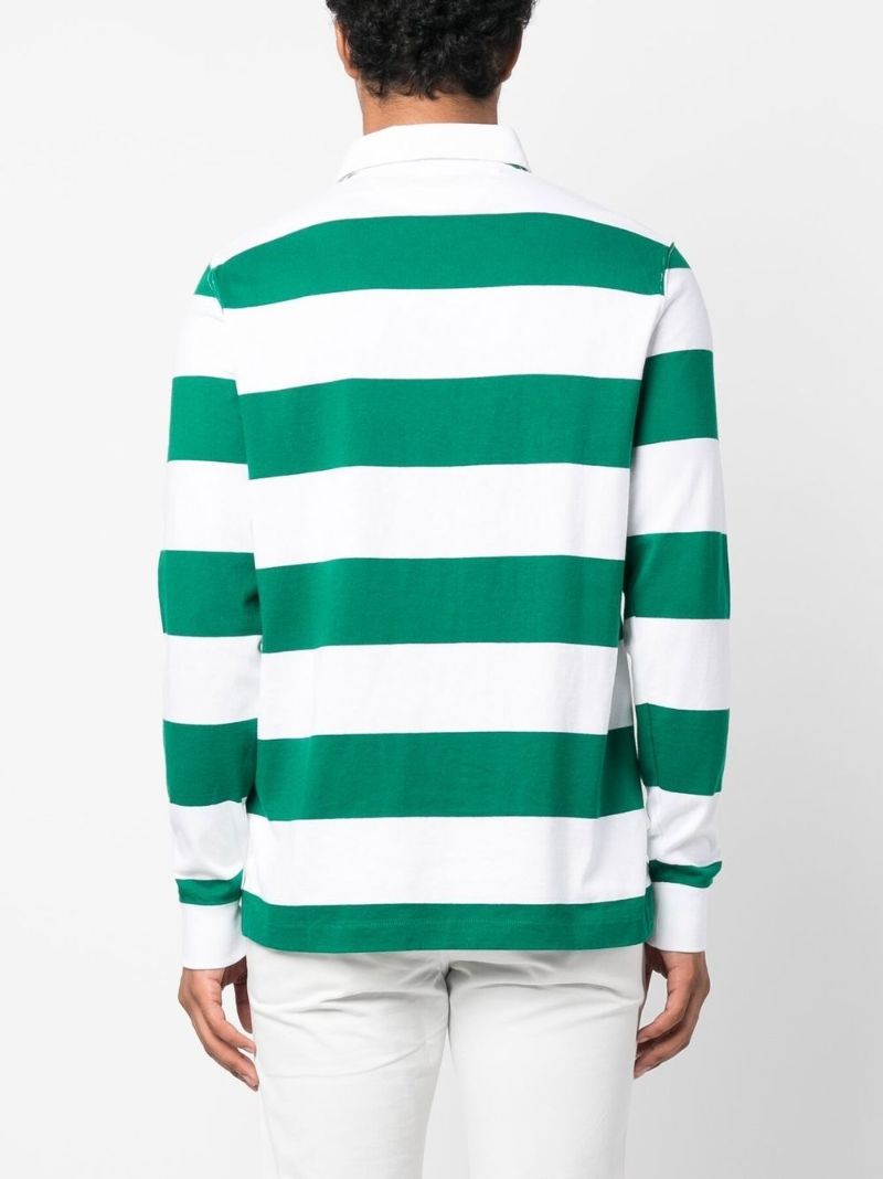 Green Polo Bear Striped Rugby Shirt