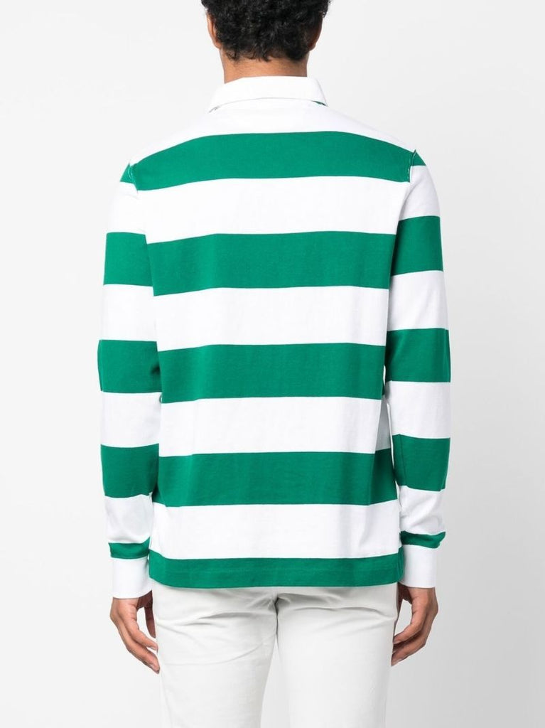 Green Polo Bear Striped Rugby Shirt