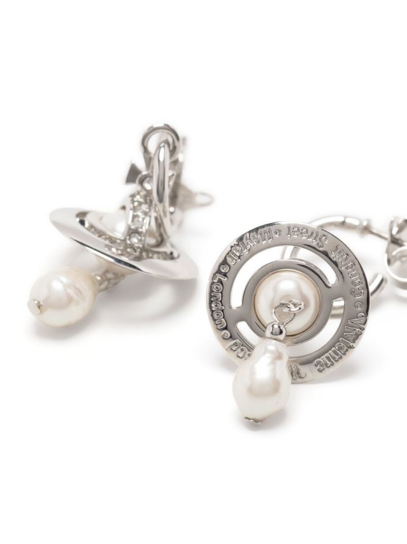 Silver-tone Orb Pearl Drop Earrings