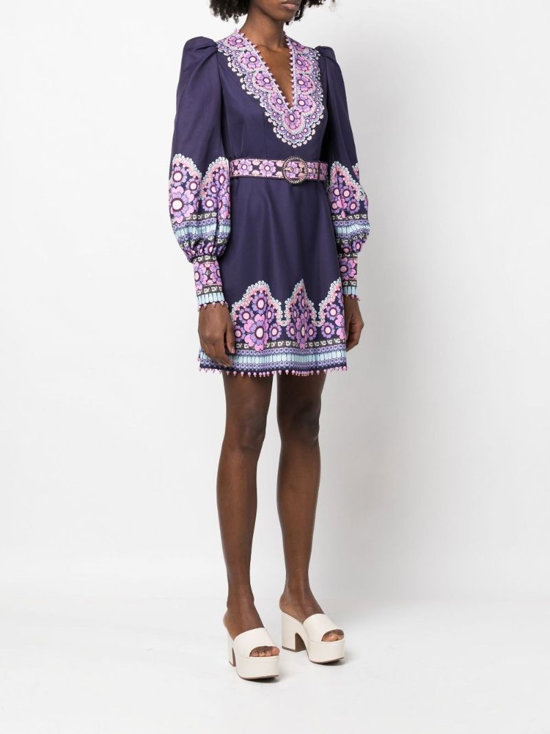 Purple Celestial Beaded Mini Dress