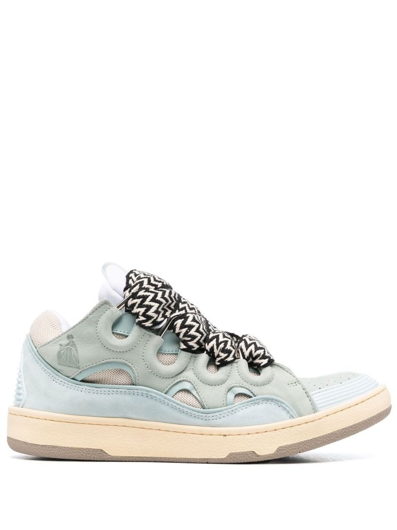 Blue Curb Leather Sneakers