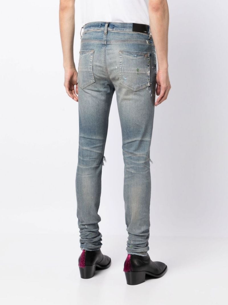 Blue Mx1 Paint Splatter Skinny Jeans