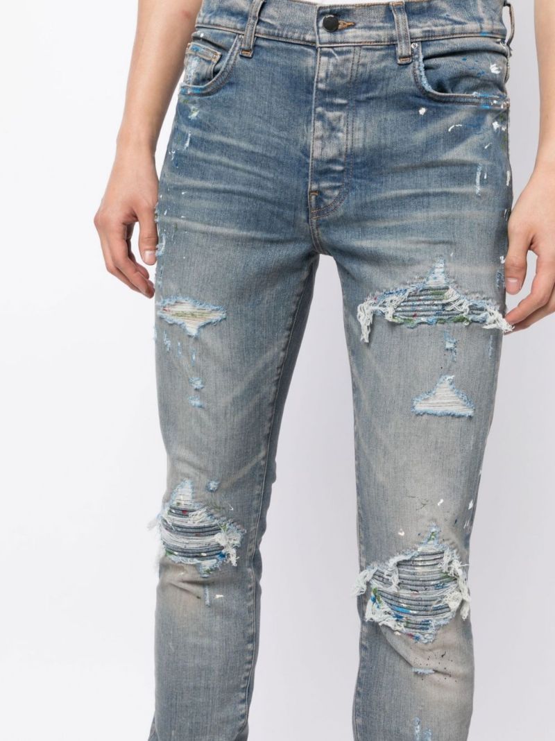 Blue Mx1 Paint Splatter Skinny Jeans