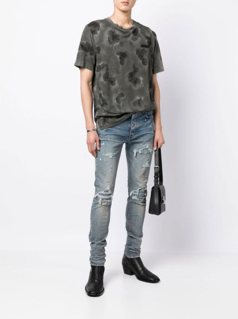 Blue Mx1 Paint Splatter Skinny Jeans