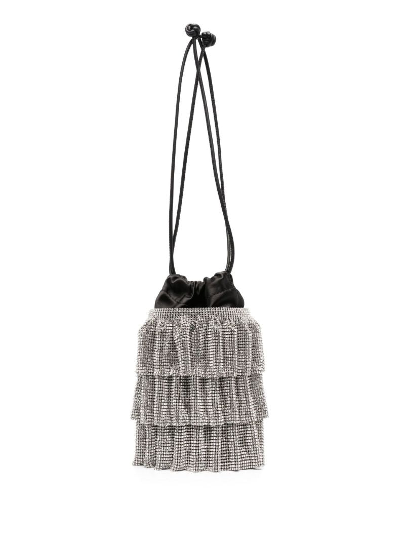 Black Crystal Mesh Bucket Bag