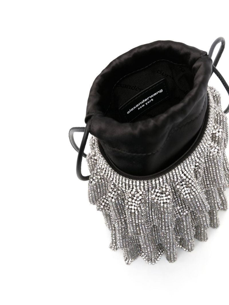 Black Crystal Mesh Bucket Bag