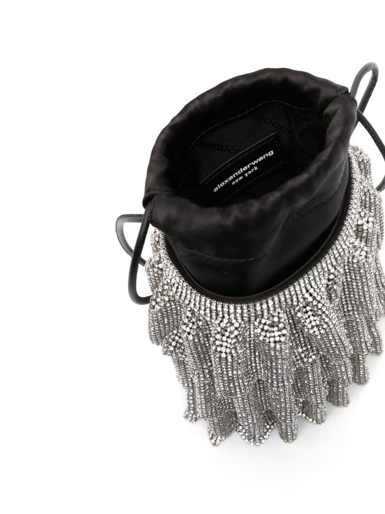 Black Crystal Mesh Bucket Bag