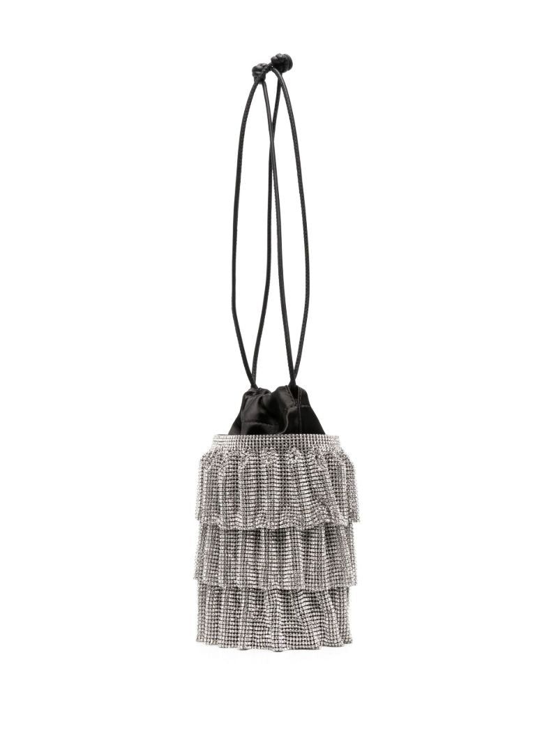 Black Crystal Mesh Bucket Bag