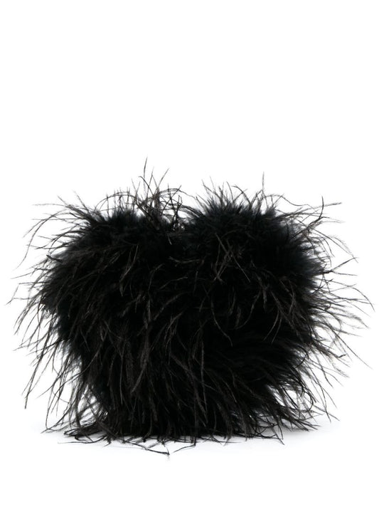 Black Heart Pillow Feather Clutch