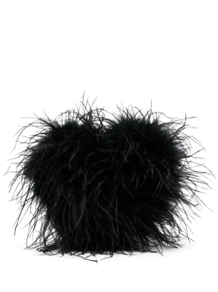 Black Heart Pillow Feather Clutch