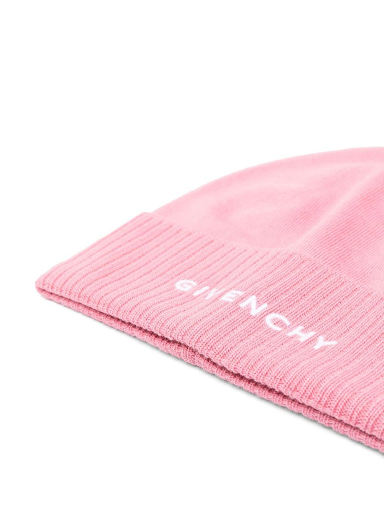 Bright Pink Logo Embroidery Wool Beanie