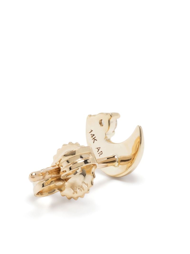 14k Yellow Super Tiny Moon Diamond Stud Earrings