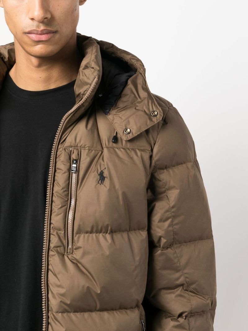 Neutral Logo-embroidered Down Puffer Jacket