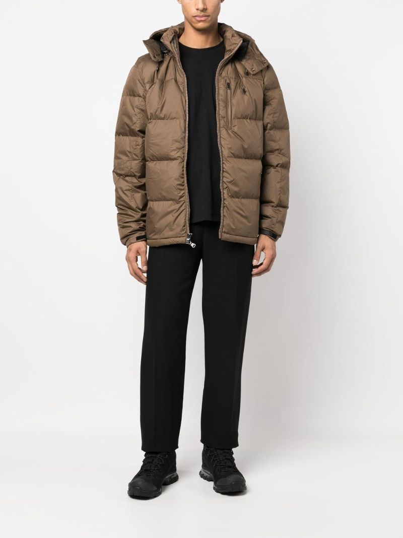 Neutral Logo-embroidered Down Puffer Jacket