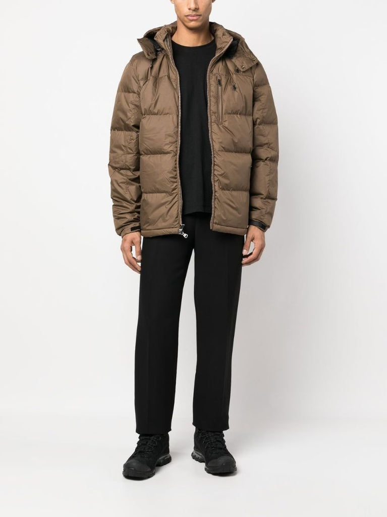 Neutral Logo-embroidered Down Puffer Jacket