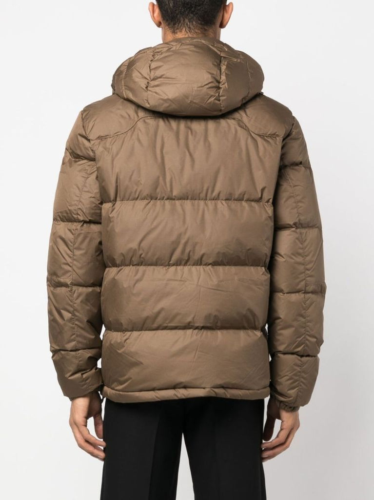 Neutral Logo-embroidered Down Puffer Jacket
