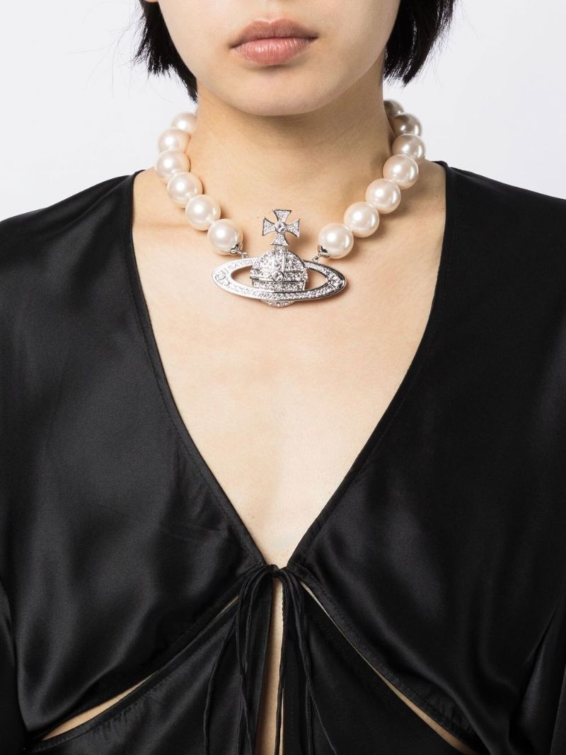 Silver-tone Neysa Pearl Choker Necklace