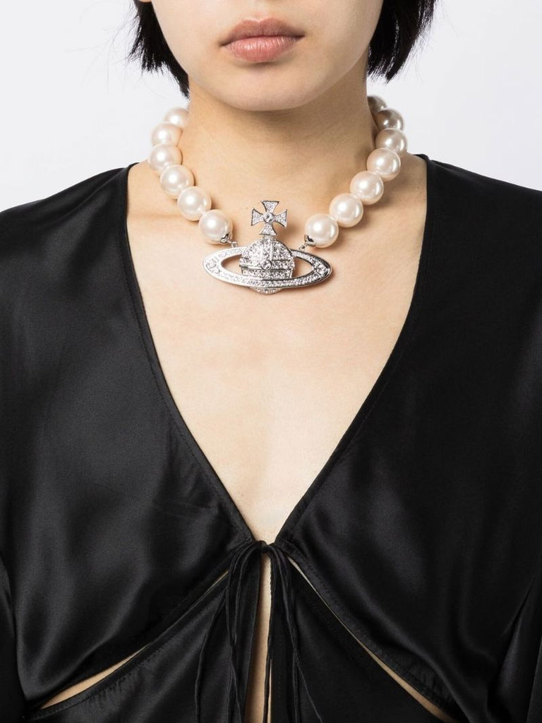 Silver-tone Neysa Pearl Choker Necklace