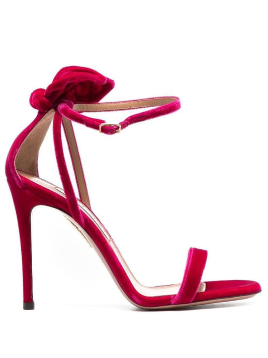 Pink Bow Tie 105 Velvet Sandals