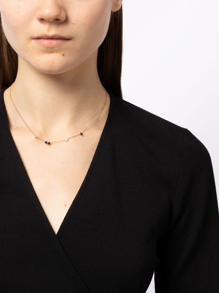 14k Yellow Gold Premier Amigos Sapphire and Diamond Necklace