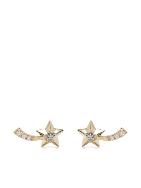 14k Yellow Gold Shooting Star Stud Earrings