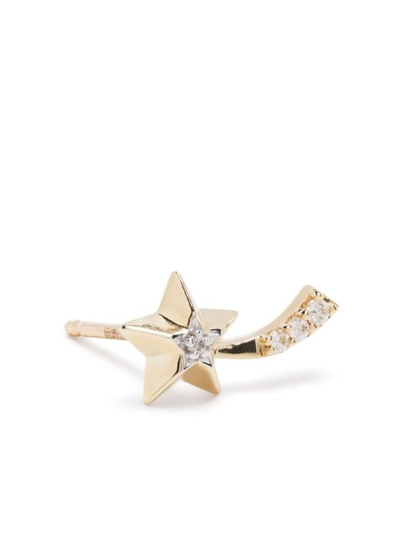 14k Yellow Gold Shooting Star Stud Earrings