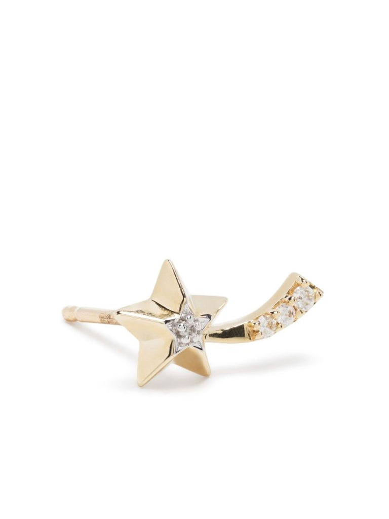 14k Yellow Gold Shooting Star Stud Earrings