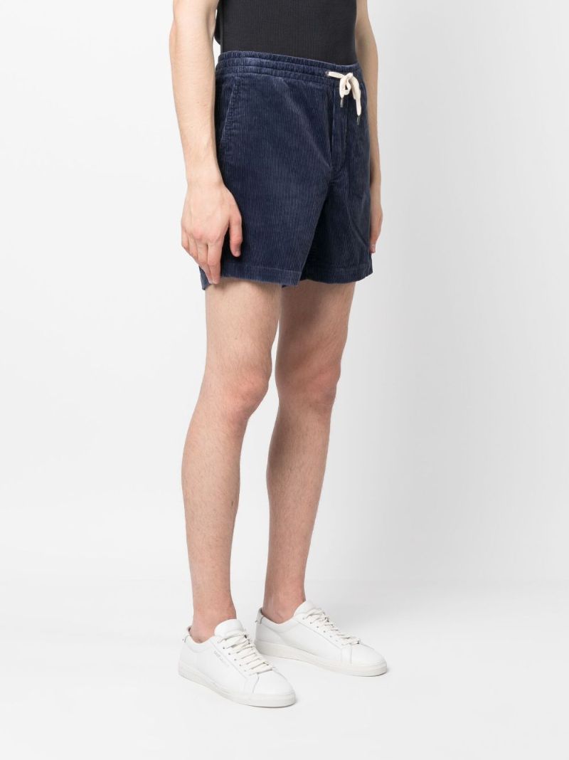 Blue Corduroy Drawstring Fastening Shorts