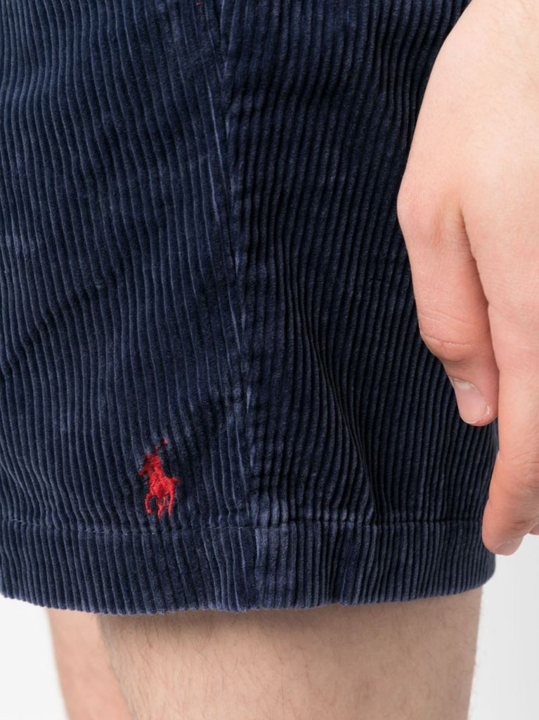 Blue Corduroy Drawstring Fastening Shorts