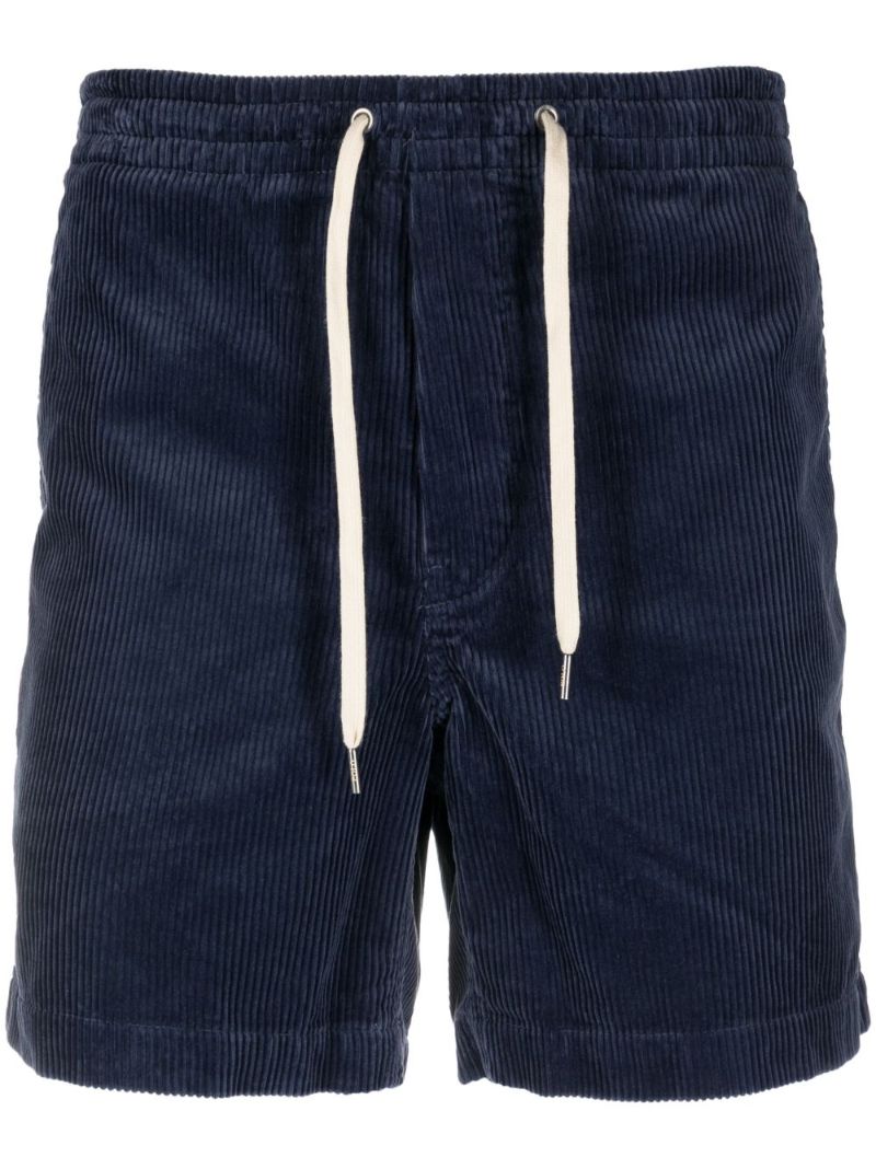 Blue Corduroy Drawstring Fastening Shorts