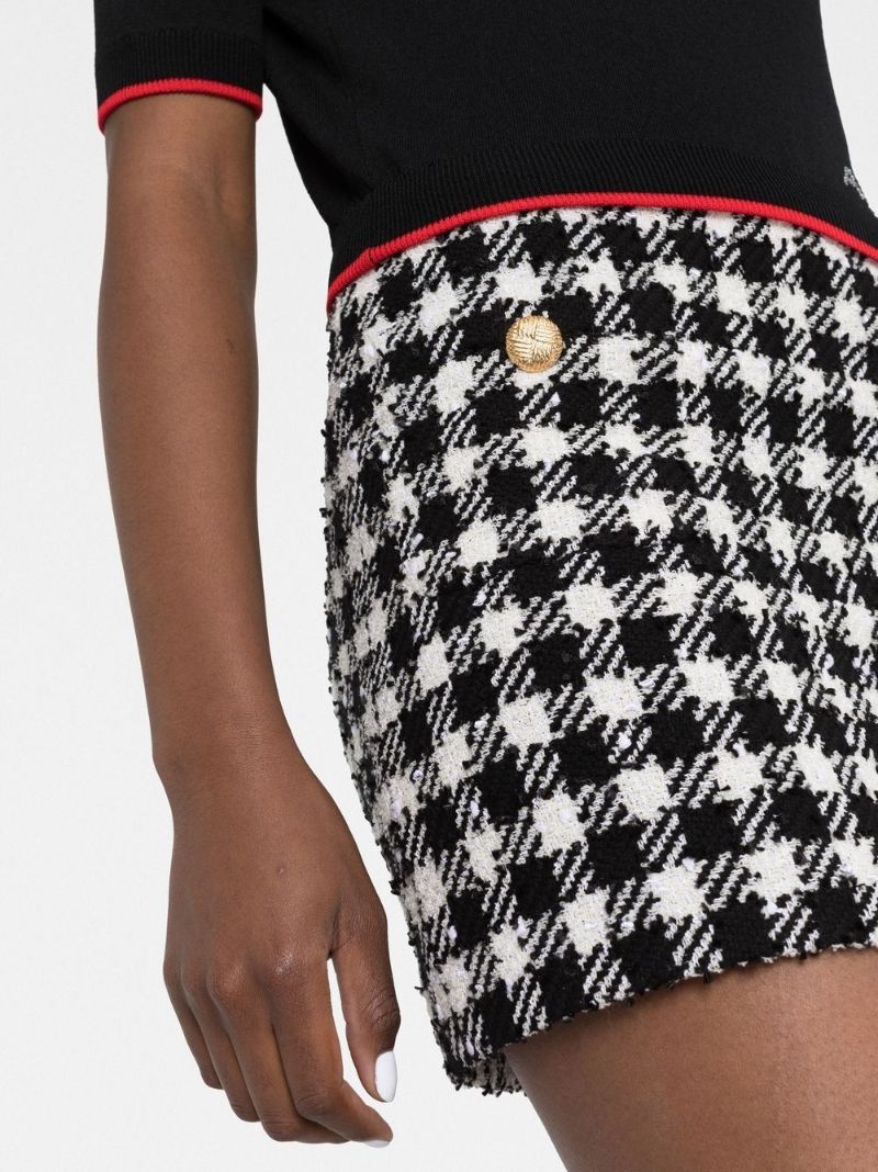 Black and White Houndstooth BouclÃ_x0083_Â© Skirt