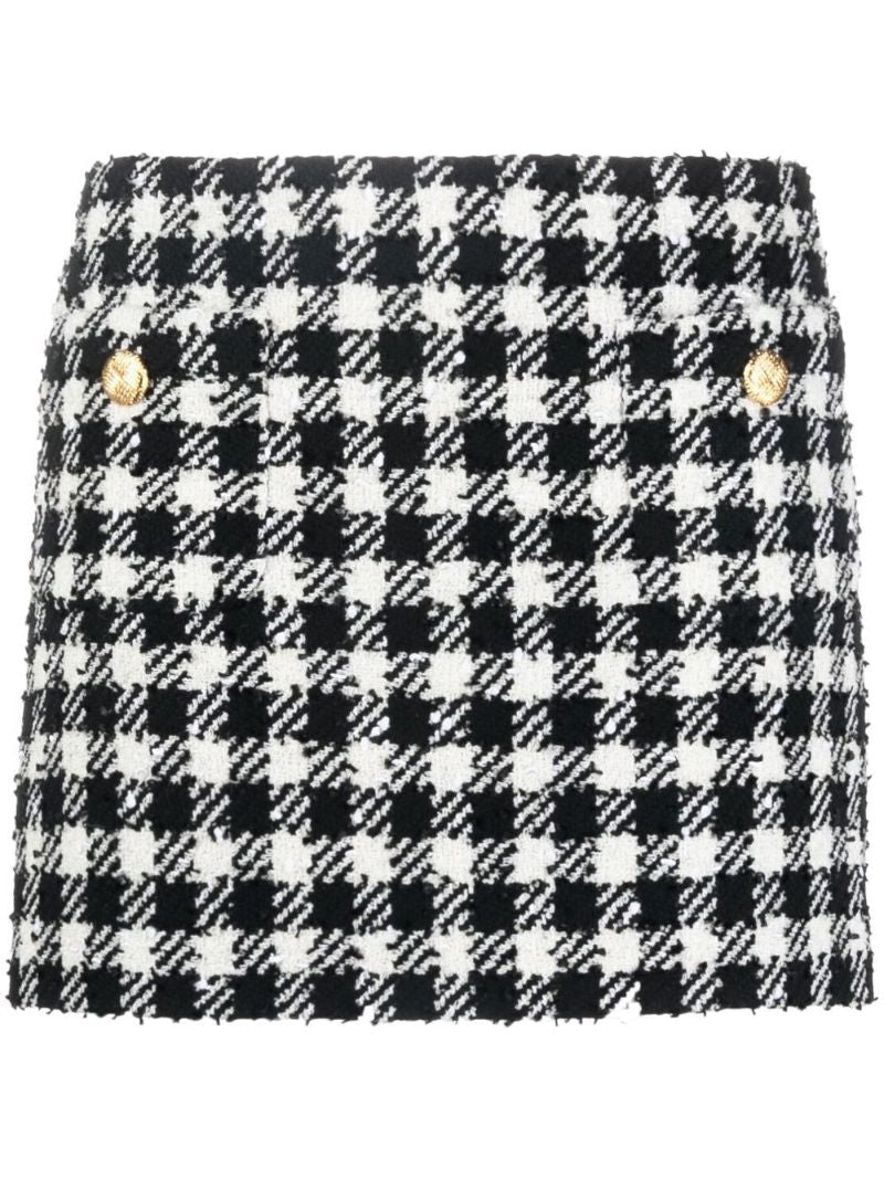 Black and White Houndstooth BouclÃ_x0083_Â© Skirt