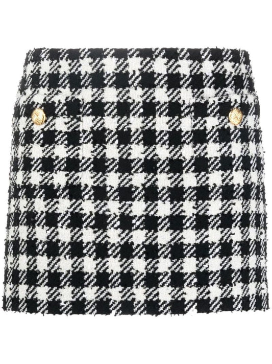 Black and White Houndstooth BouclÃ_x0083_Â© Skirt