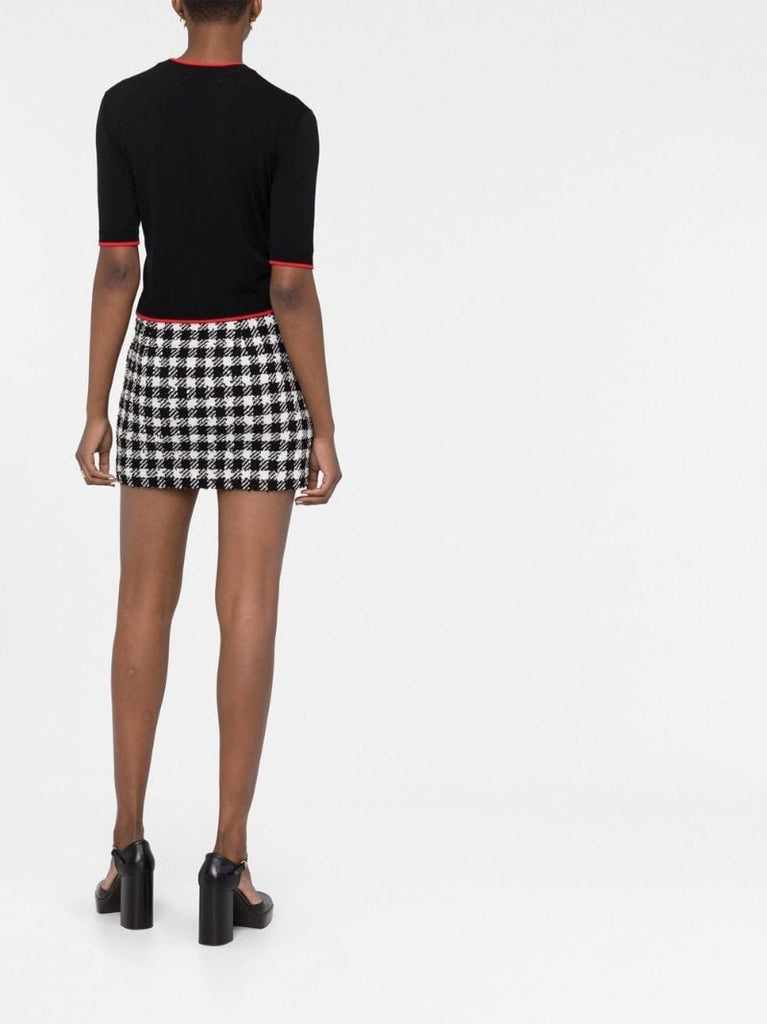 Black and White Houndstooth BouclÃ_x0083_Â© Skirt