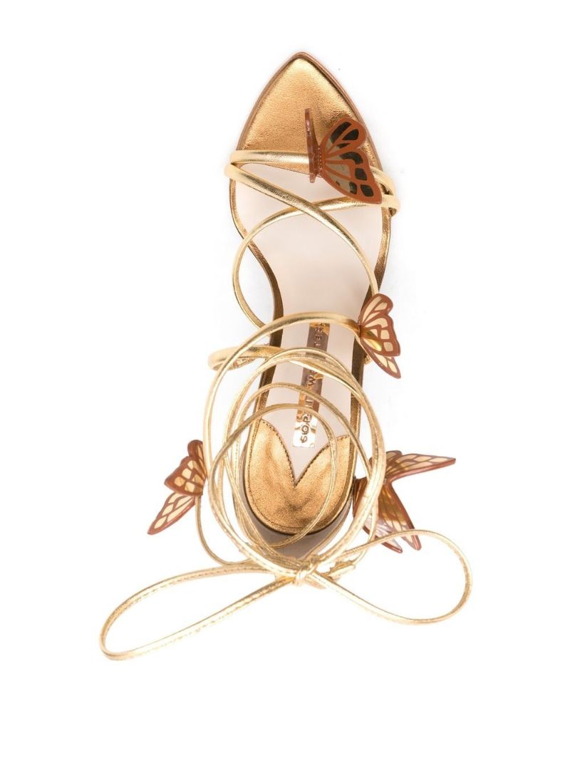 Gold Vanessa 100 Butterfly Leather Sandals