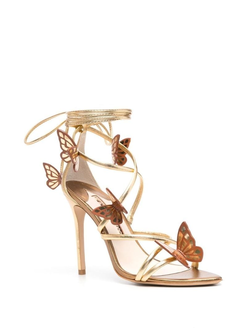 Gold Vanessa 100 Butterfly Leather Sandals