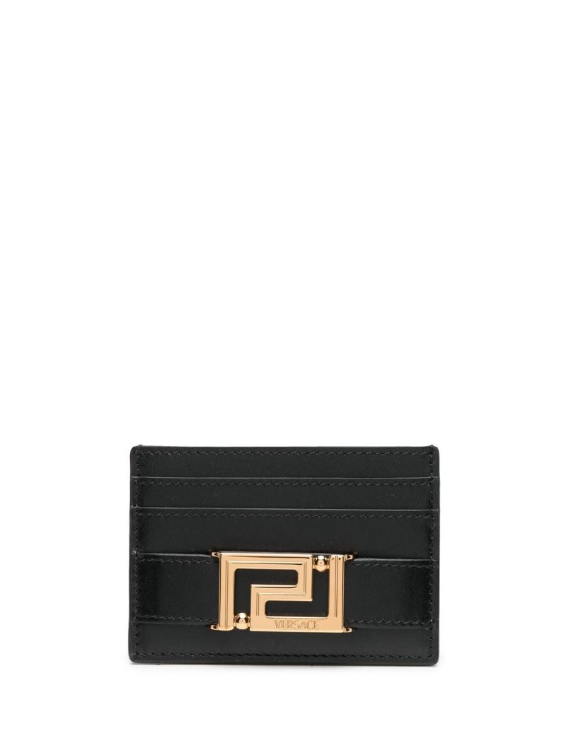 Black Greca Goddess Leather Card Holder