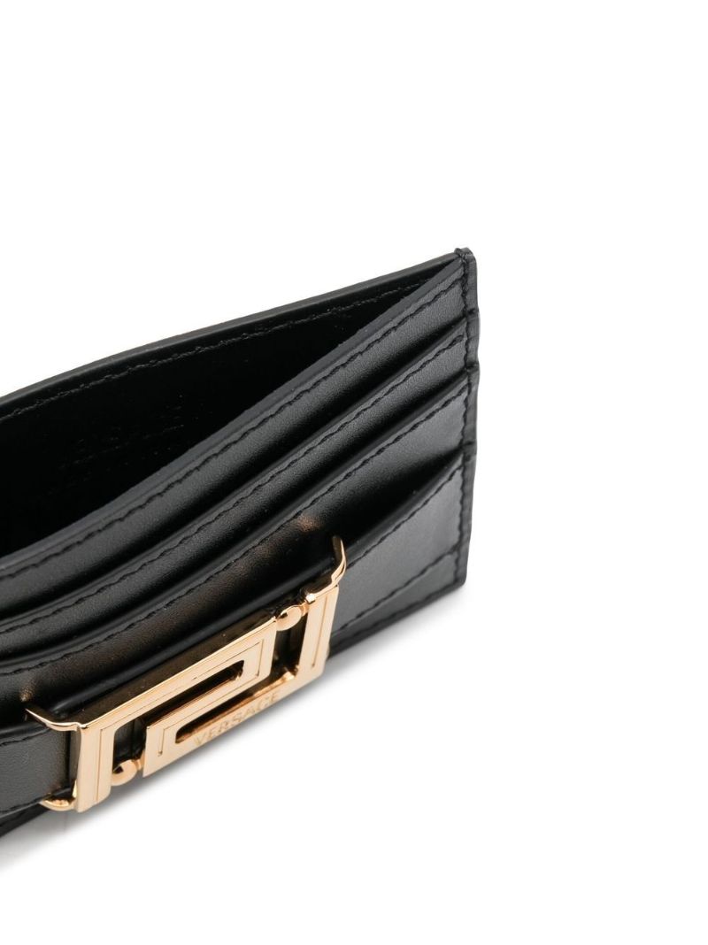 Black Greca Goddess Leather Card Holder