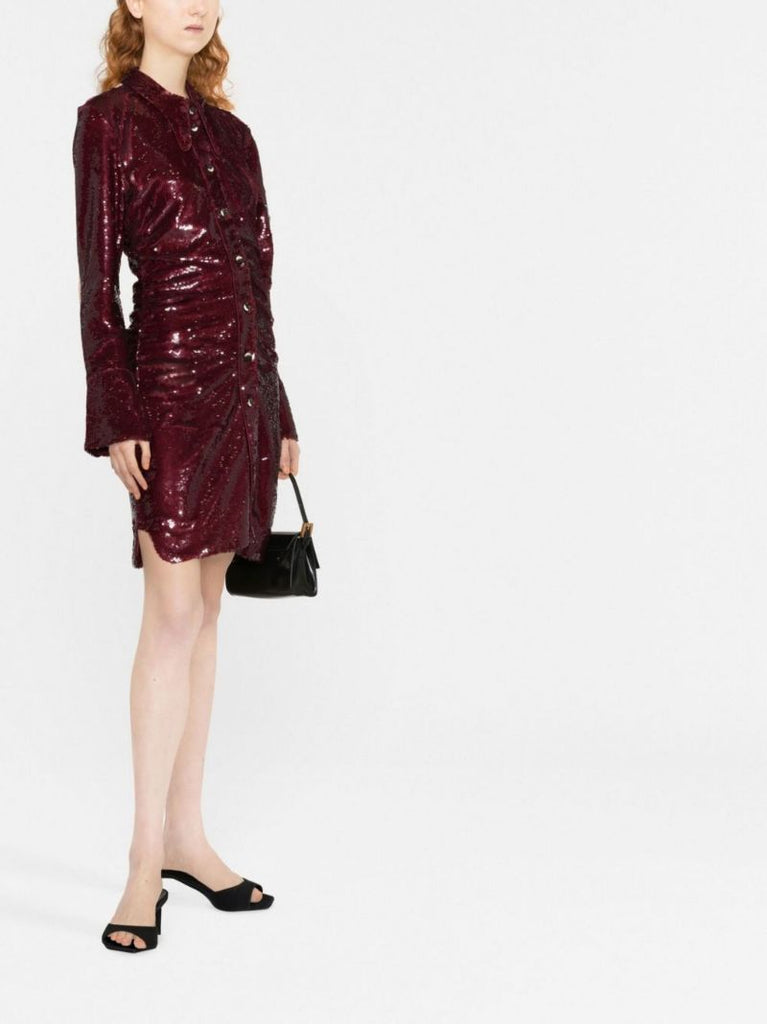 Red Sequin Shirt Mini Dress